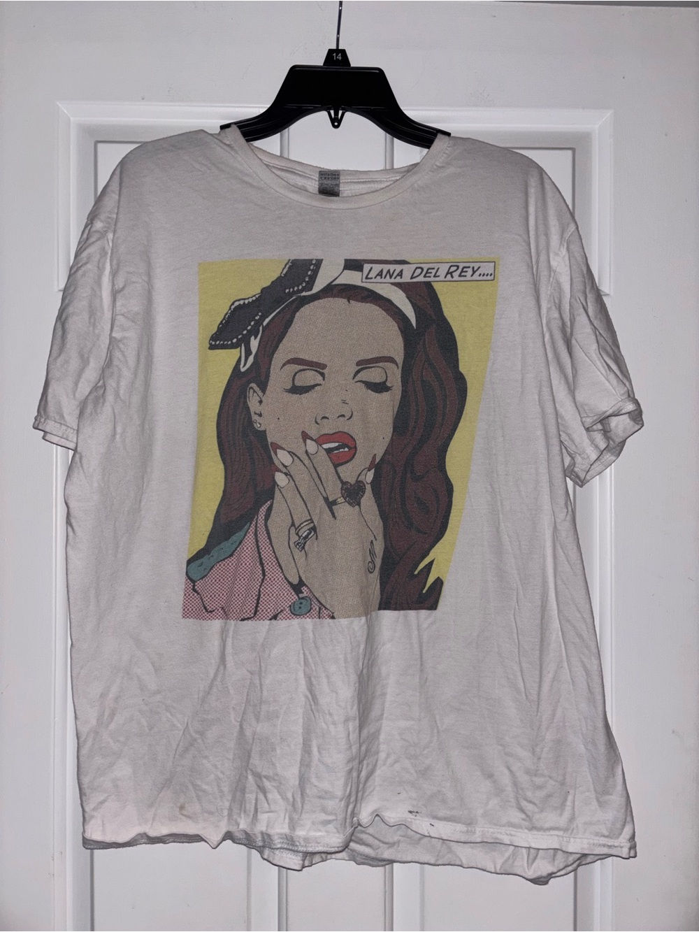 Gildan White Graphic Tee with Yellow & Pink Pop Art